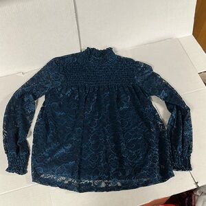 Elegant Navy Lace Top, Cable & Gauge